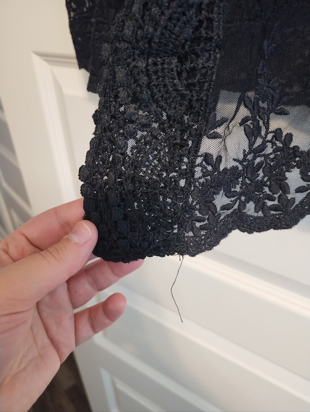 Black Lace Crochet Open-Front Cardigan - Picture 6 of 11